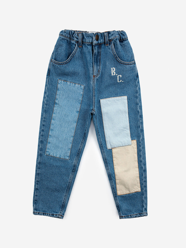 Patch denim pants