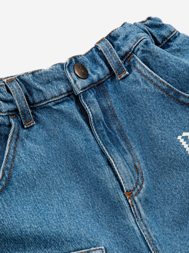 Patch denim pants