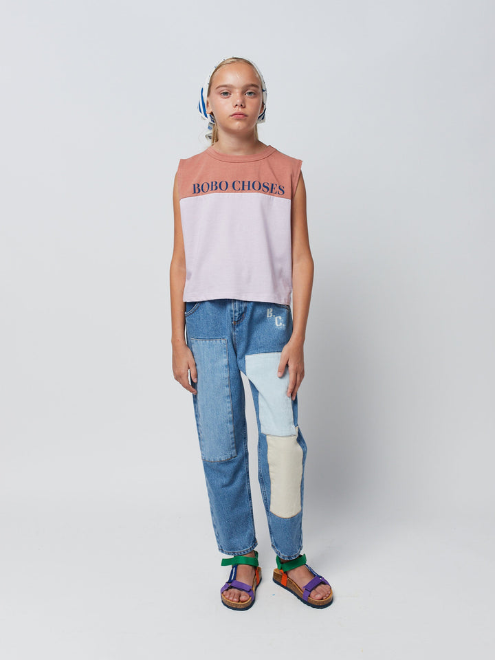 Patch denim pants
