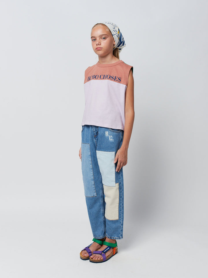 Patch denim pants