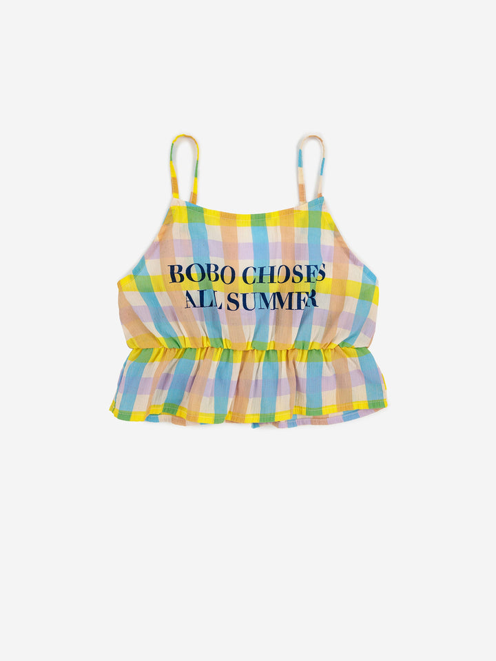All summer multicolor check woven tank top