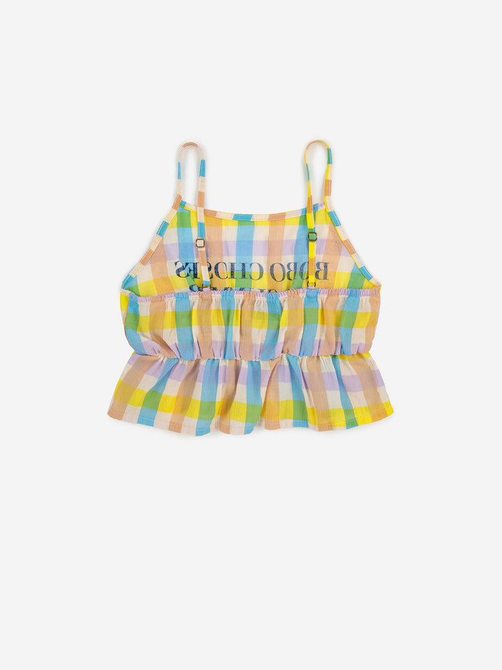 All summer multicolor check woven tank top