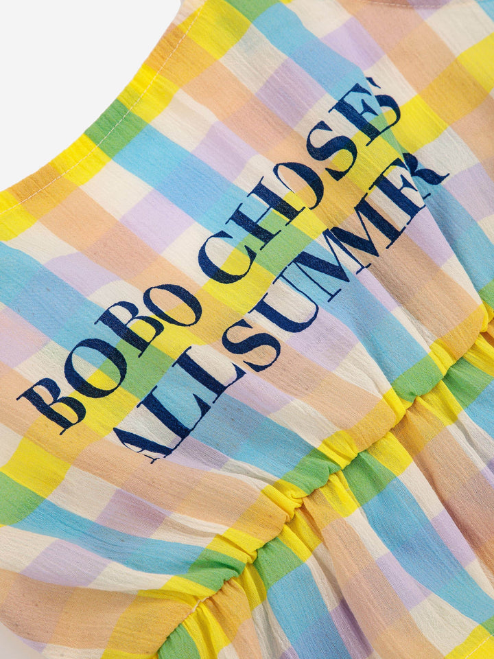 All summer multicolor check woven tank top