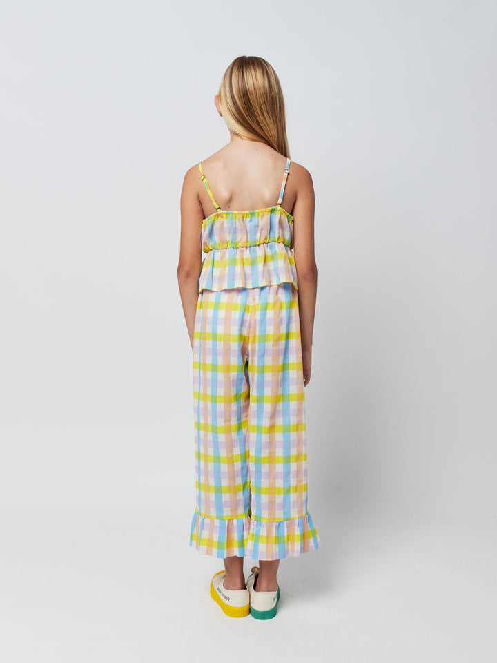 All summer multicolor check woven tank top