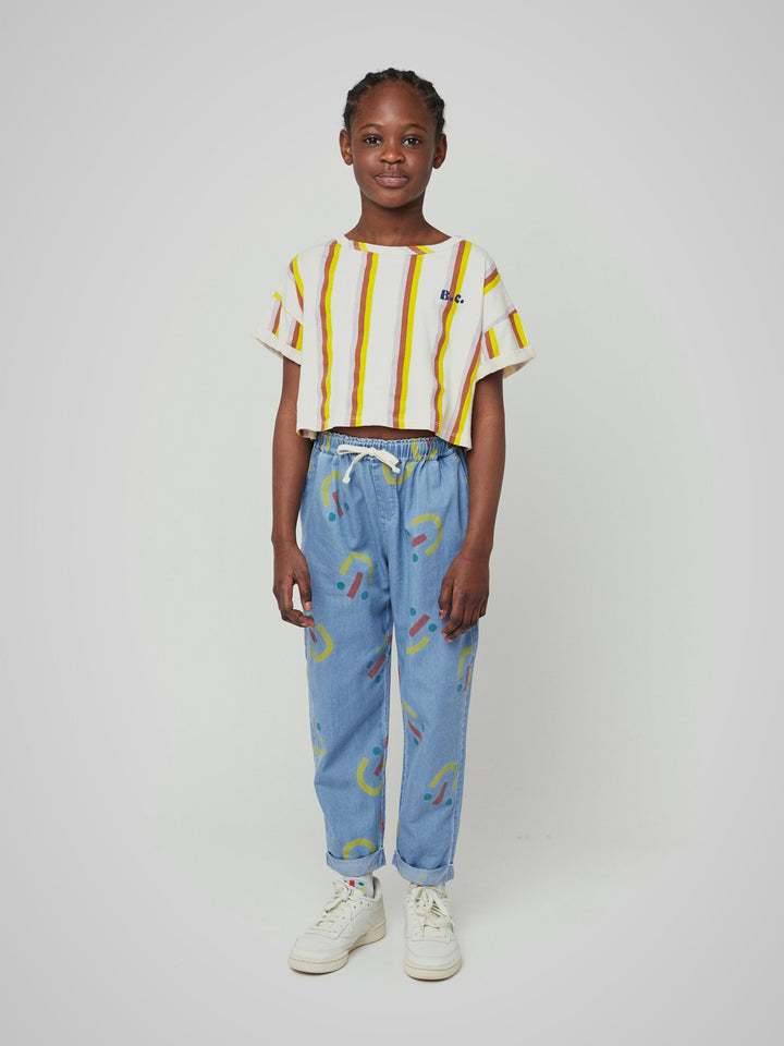 Happy face all over baggy denim pants