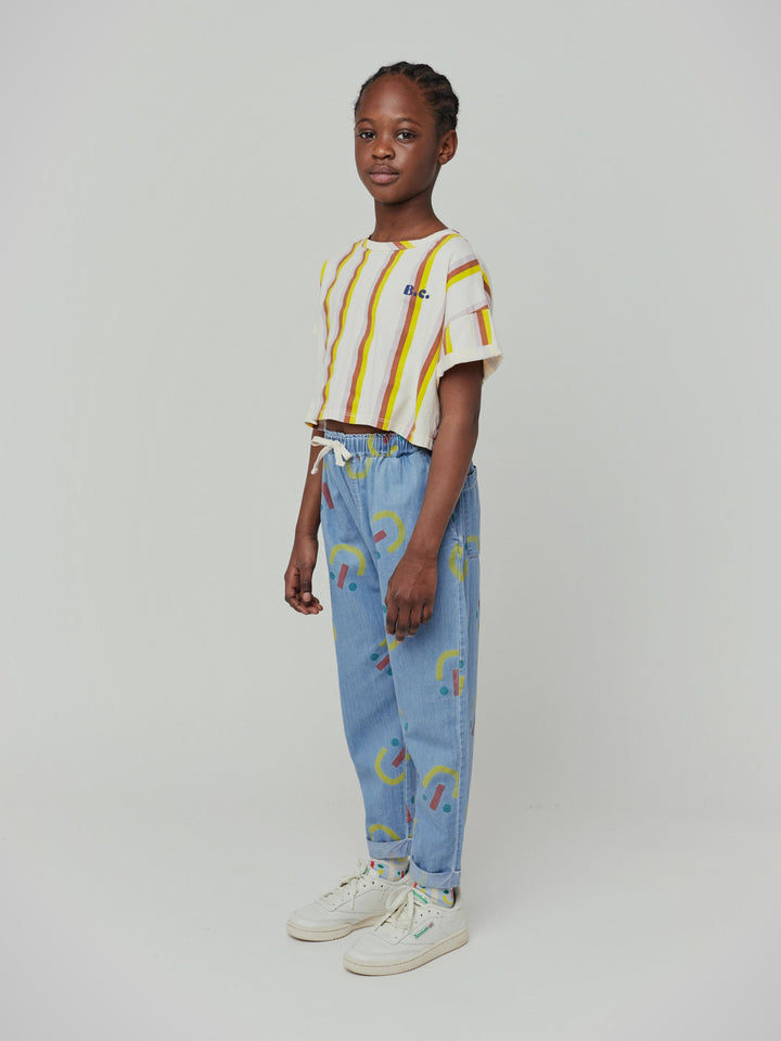 Happy face all over baggy denim pants