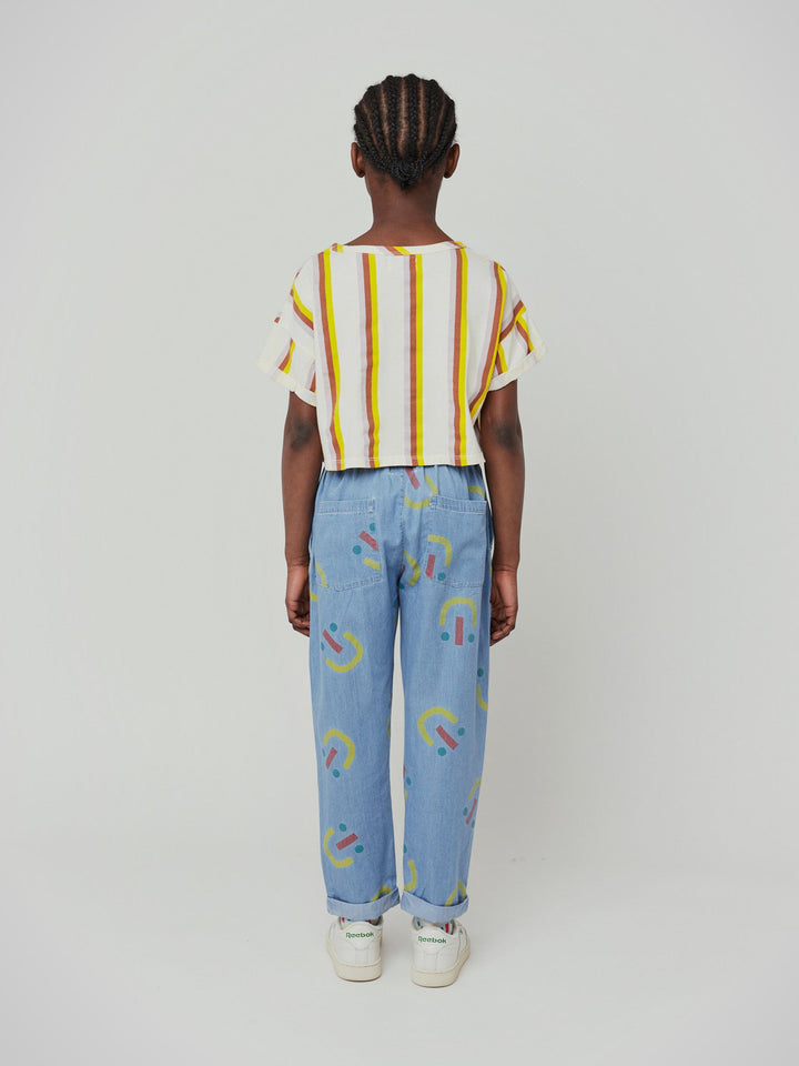 Happy face all over baggy denim pants