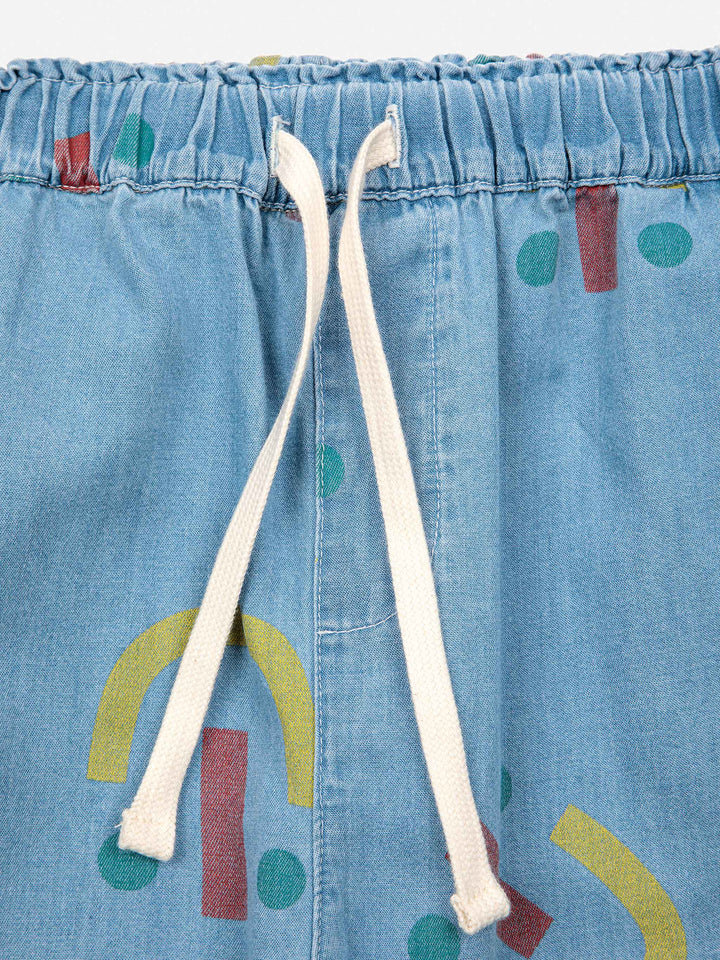Happy face all over baggy denim pants
