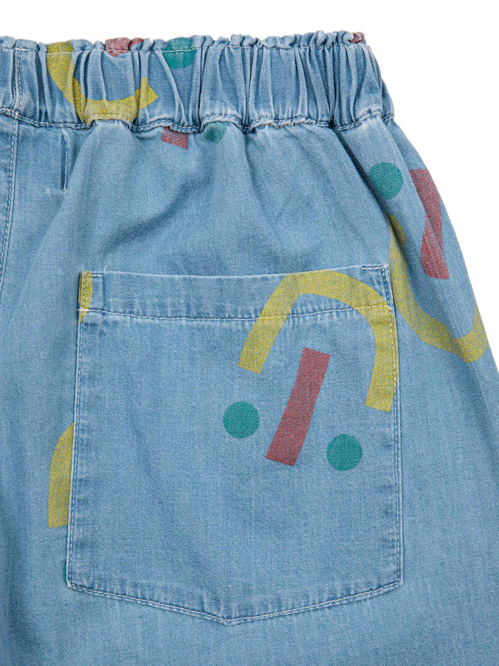 Happy face all over baggy denim pants