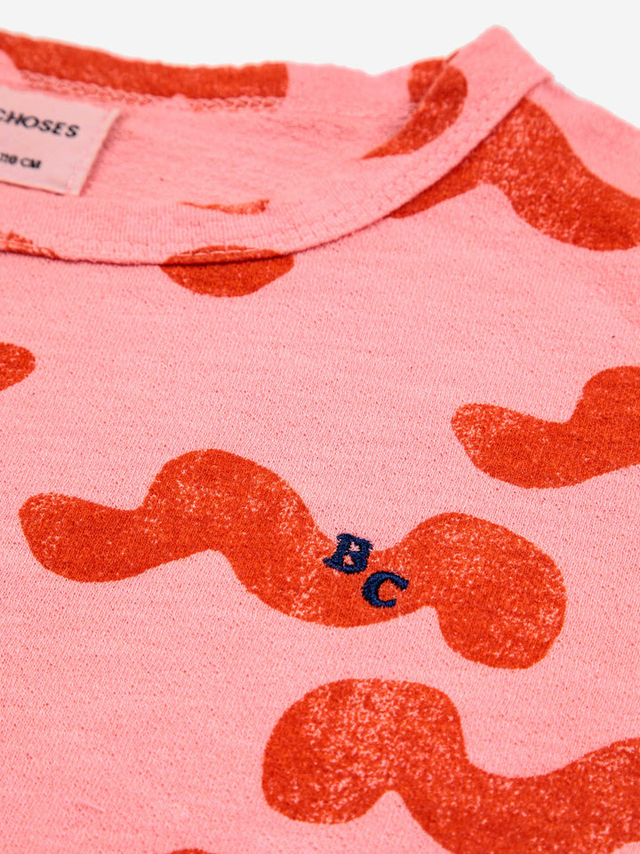 Waves all over puffed sleeve T-shirt