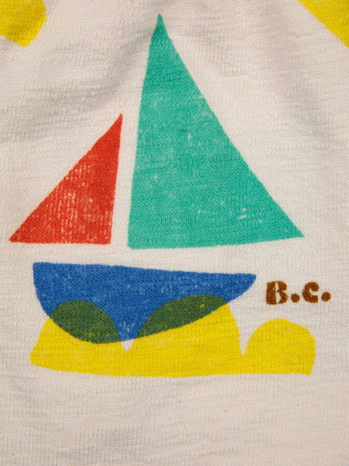 Multicolor Sail Boat all over bermuda shorts
