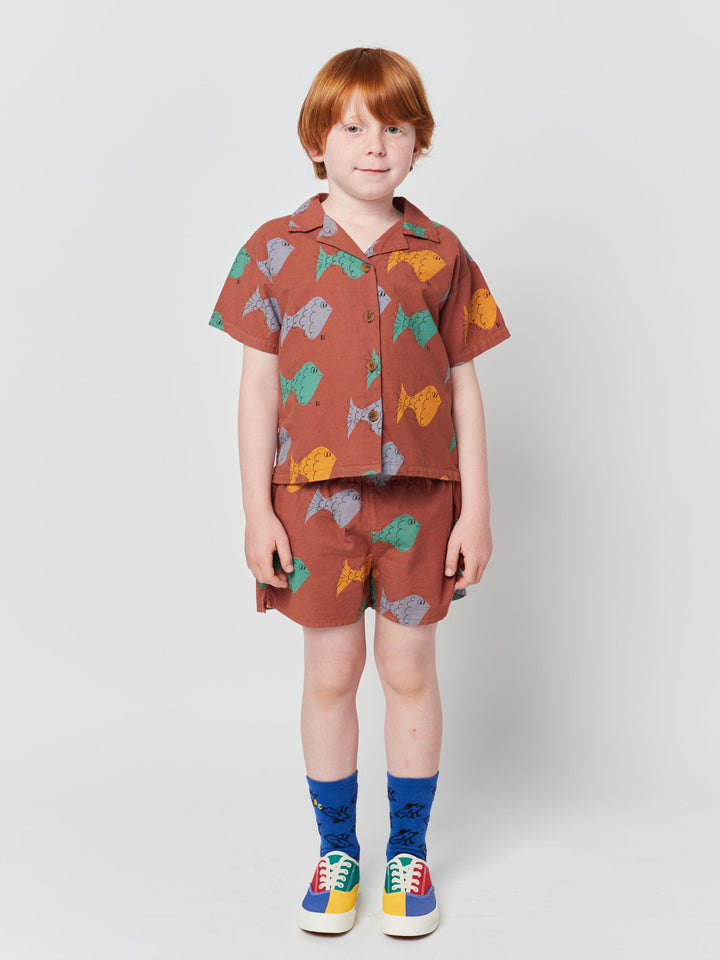 Multicolor Fish all over woven shorts