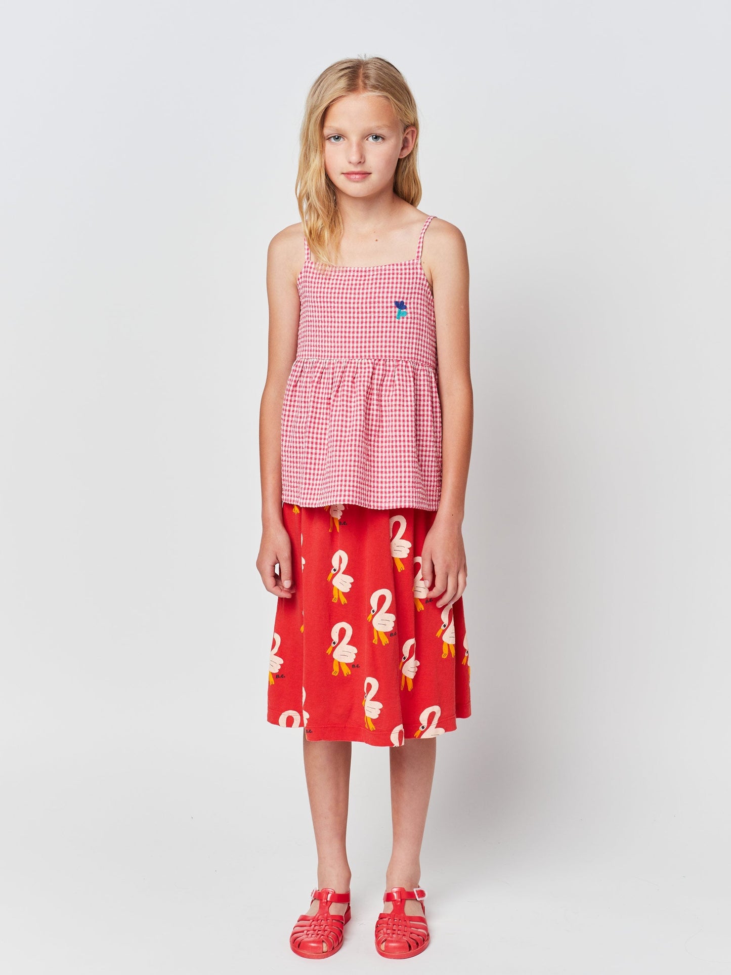 Pink Vichy woven tank top