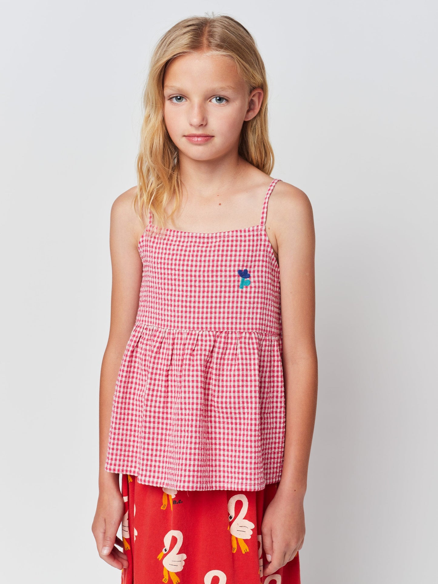 Pink Vichy woven tank top