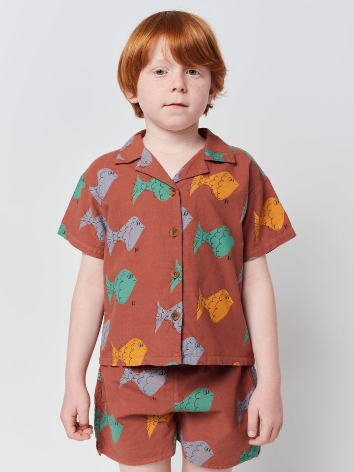 Multicolor Fish all over woven shirt