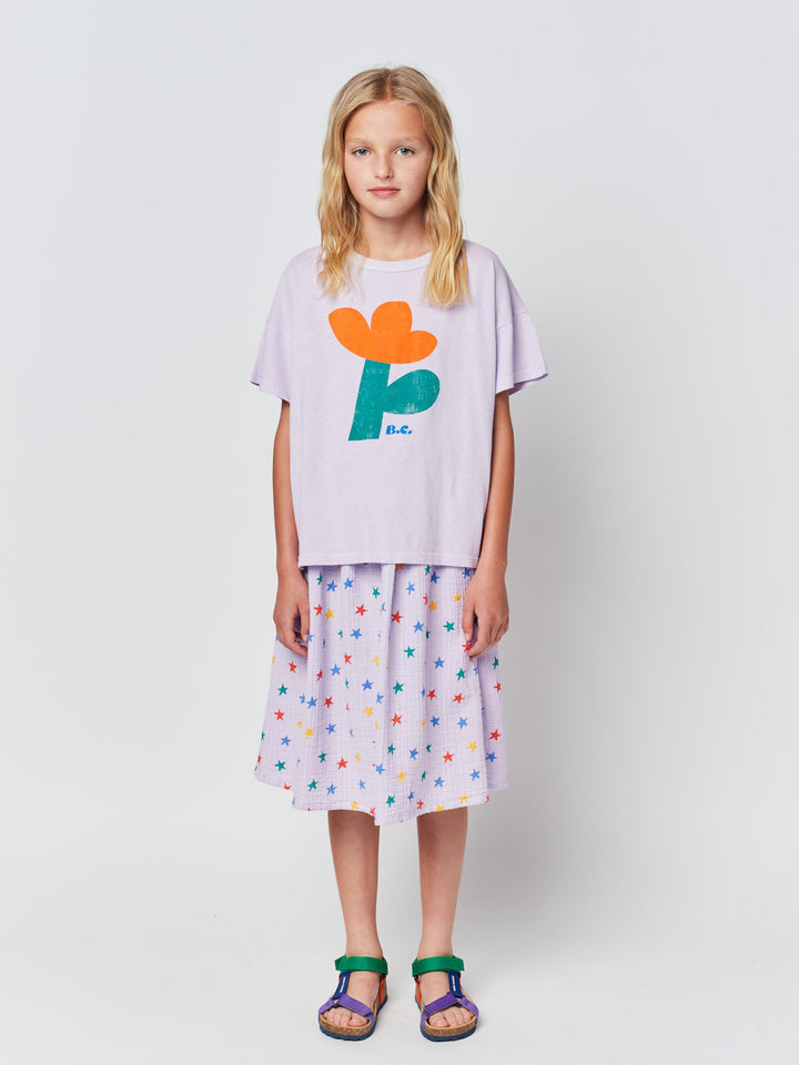 Multicolor Stars all over woven midi skirt