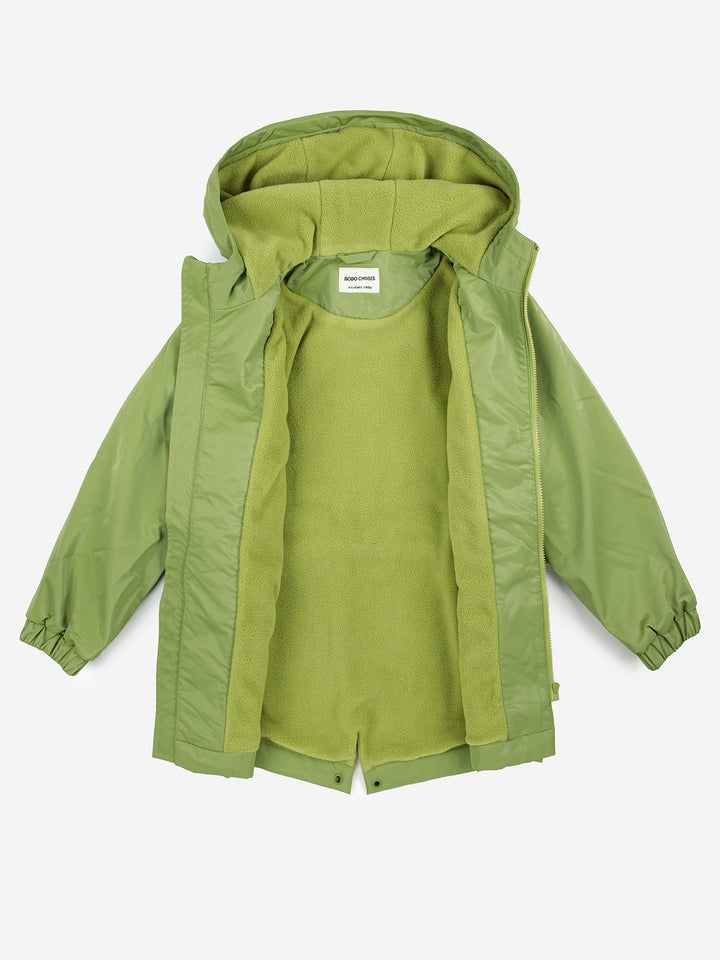 Green color block BC rain coat