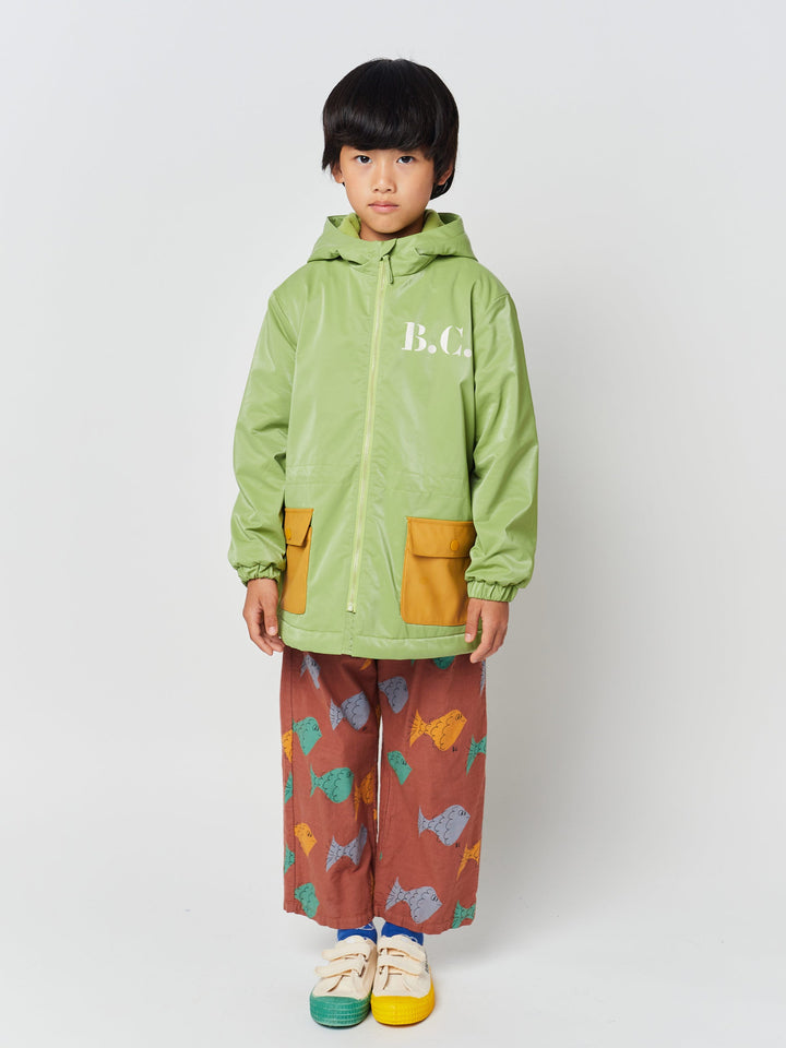Green color block BC rain coat