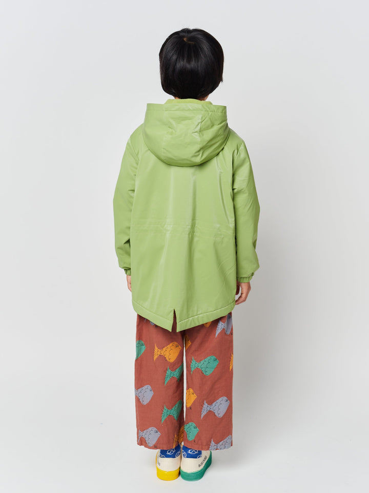 Green color block BC rain coat